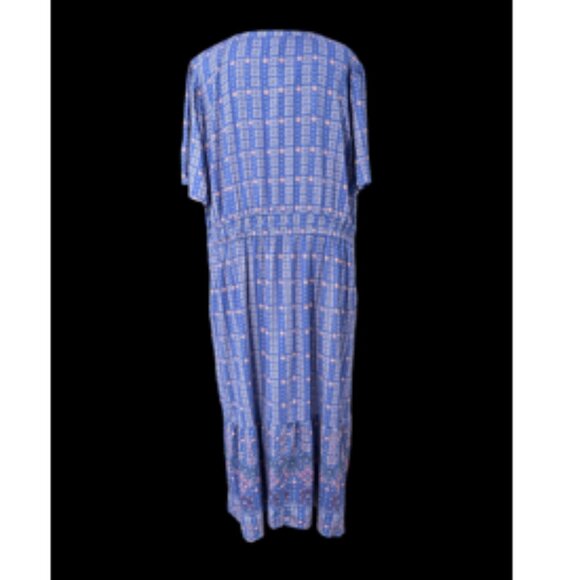 Knox Rose Flutter Sleeve Boho Maxi Dress Blue Pink NWT - Picture 7 of 11